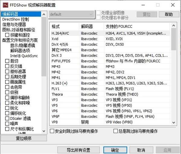 ffdshow(全能音视频解码编码器)官方版 1.3.4531 绿色版