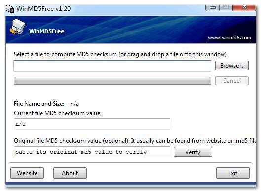 winmd5free(文件md5值校验软件)最新版 1.20 官方版
